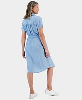 Style & Co Women's Chambray Short-Sleeve Shirt Dress, Created for Macy's