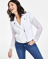 I.n.c. International Concepts Women's Cotton Eyelet Moto Jacket, Created for Macy's