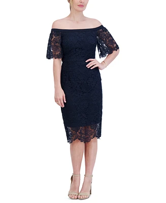 Eliza J Women's Lace Off-The-Shoulder Midi Dress