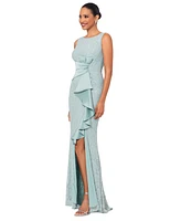 Betsy & Adam Women's Lace Ruffled Gown