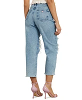 Guess Women's '90s High Rise Distressed Ankle Jeans