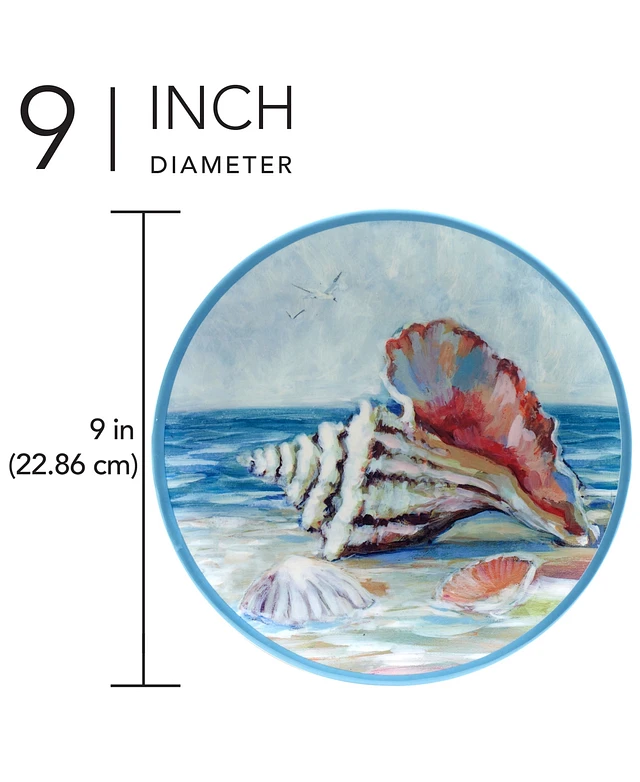 Seacoast Melamine Dinner Plates Set Of 6 - 11" Coastal Shell And