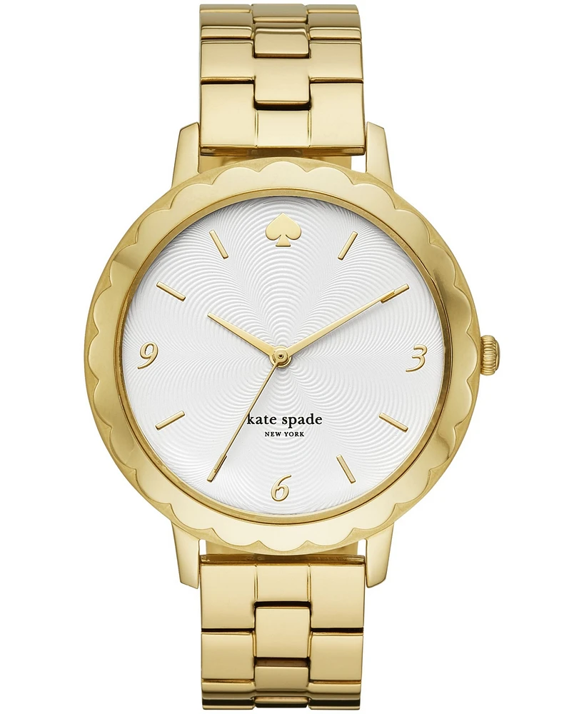 kate spade new york Women's Morningside Scallop Three-Hand Gold-Tone Stainless Steel Watch 38mm, KSW1494
