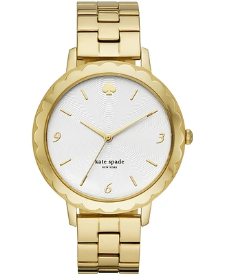 kate spade new york Women's Morningside Scallop Three-Hand Gold-Tone Stainless Steel Watch 38mm, KSW1494