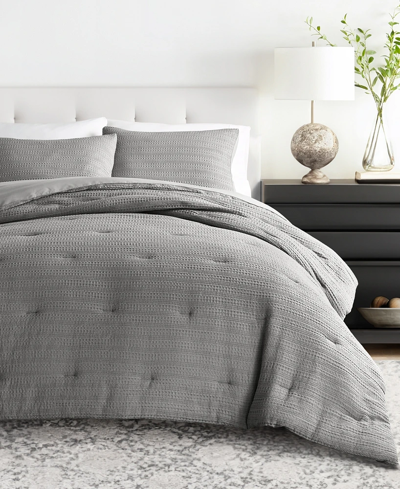 ienjoy Home Waffle Textured 2-Piece Comforter Set, Twin/Twin Xl