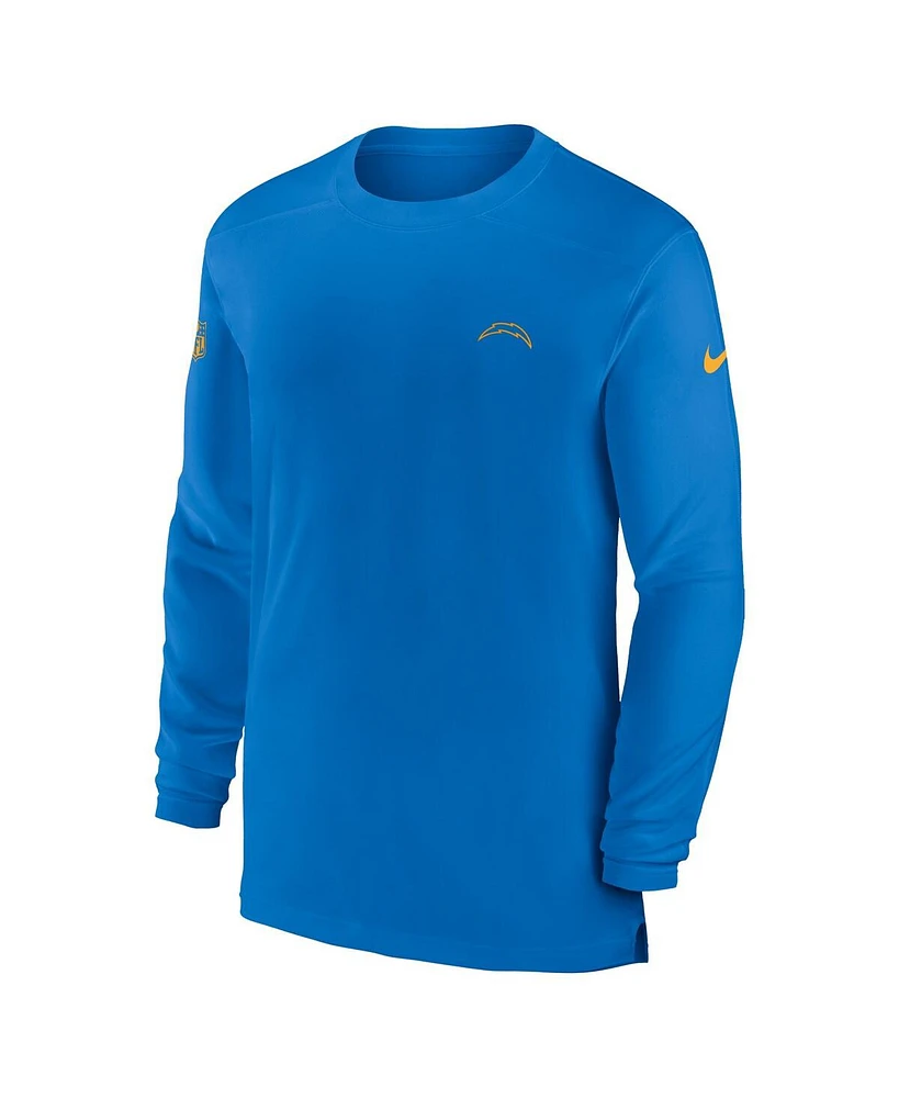 Men's Nike Powder Blue Los Angeles Chargers Sideline Coach Performance Long Sleeve T-shirt
