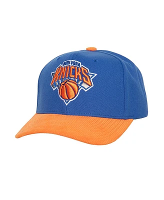 Men's Mitchell & Ness Blue Distressed New York Knicks Corduroy Pro Crown Adjustable Hat