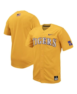 Men's Nike Gold Lsu Tigers Replica Full-Button Baseball Jersey