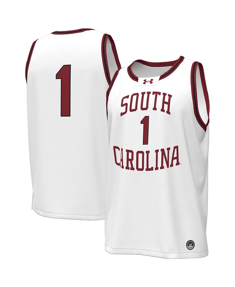 Men's Under Armour #1 White South Carolina Gamecocks Throwback Replica Basketball Jersey