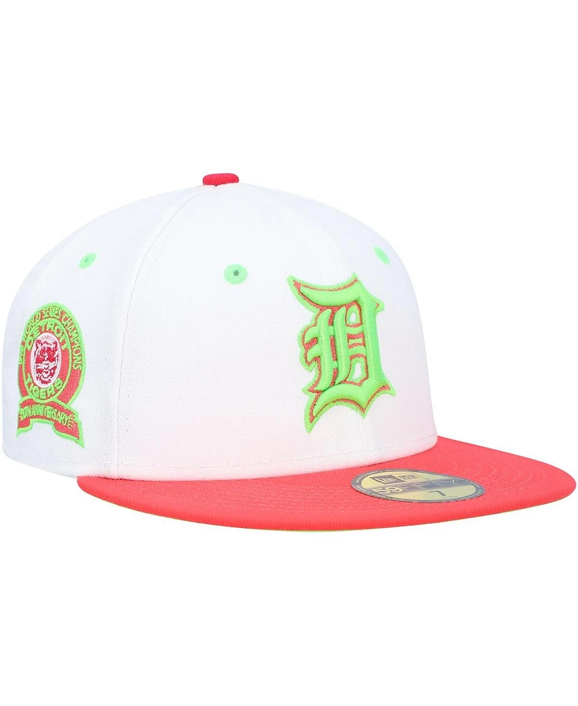 Men's New Era White, Coral Detroit Tigers 1968 World Series Strawberry Lolli 59FIFTY Fitted Hat