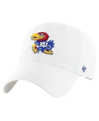 Men's '47 Brand White Kansas Jayhawks Clean Up Adjustable Hat
