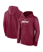 Men's Nike Burgundy Philadelphia Phillies Authentic Collection Practice Performance Pullover Hoodie