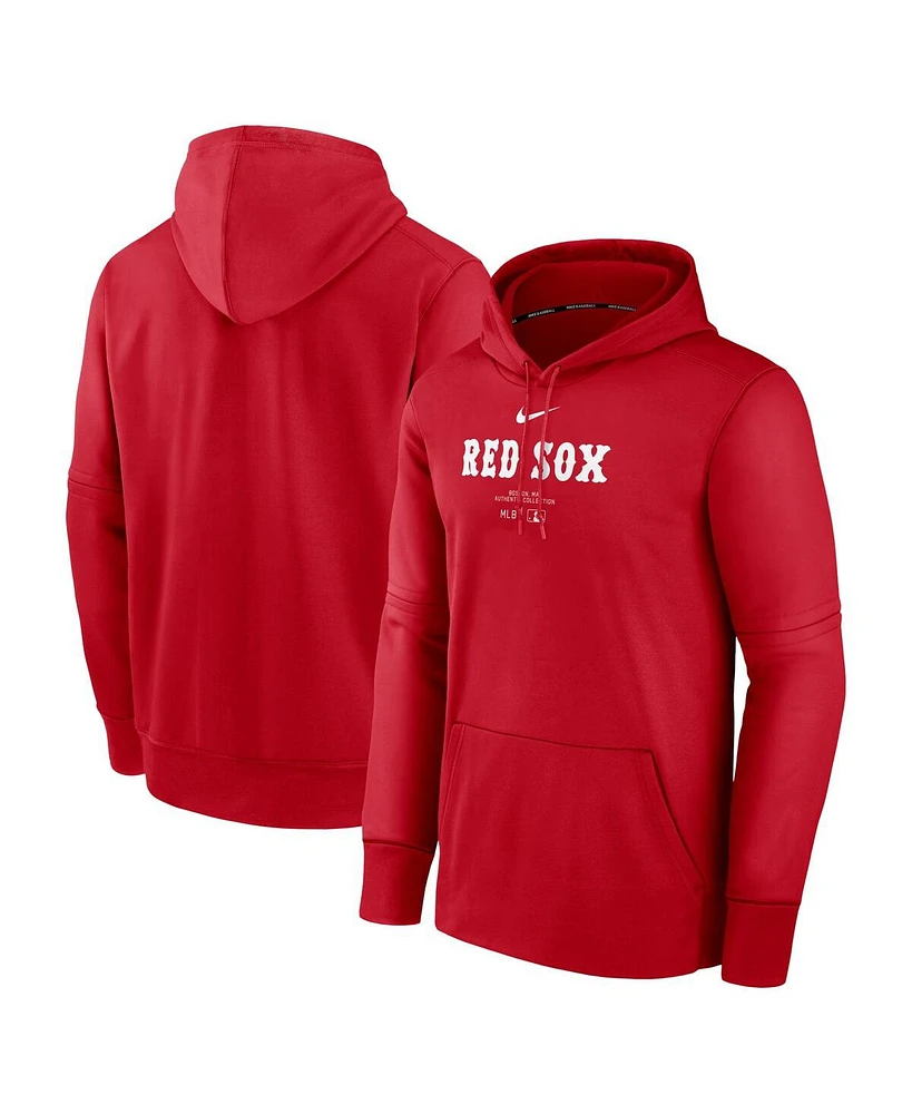 Men's Nike Red Boston Sox Authentic Collection Practice Performance Pullover Hoodie
