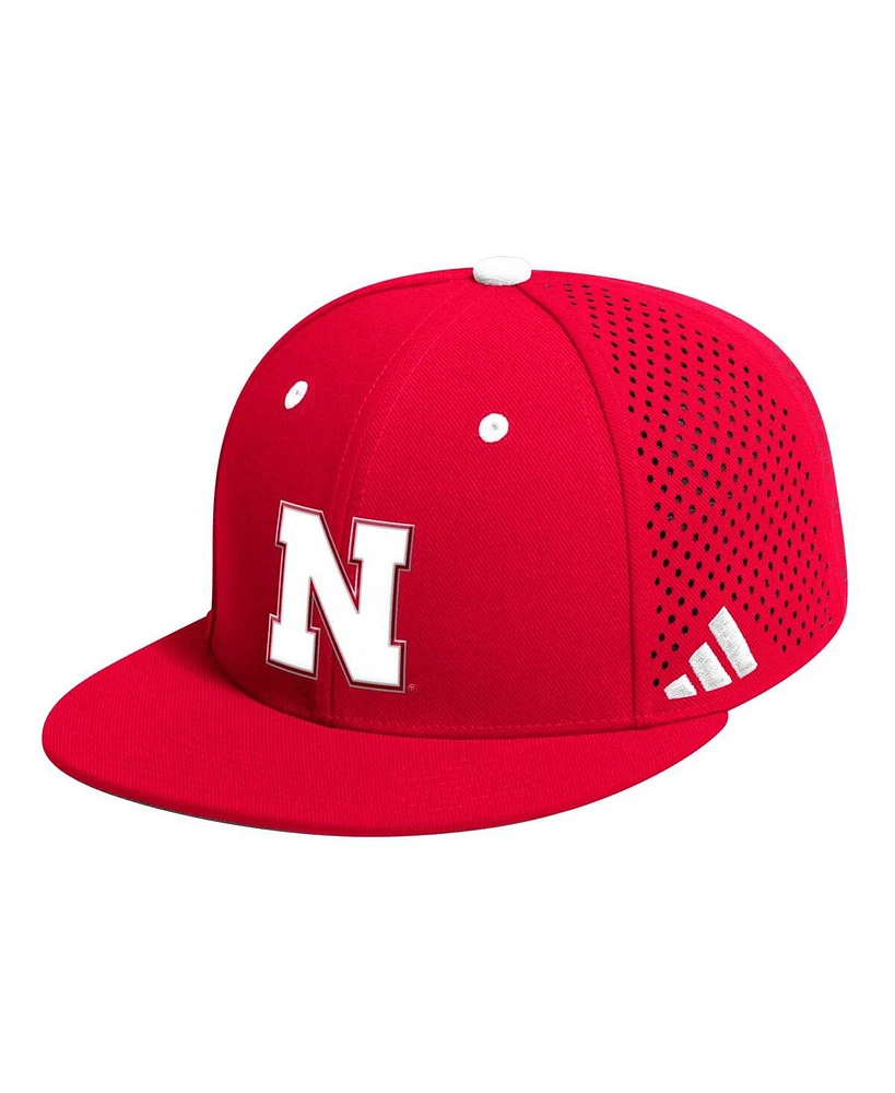 Men's adidas Scarlet Nebraska Huskers On-Field Baseball Fitted Hat
