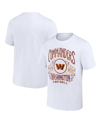 Men's Nfl x Darius Rucker Collection by Fanatics White Distressed Washington Commanders Vintage-Like Football T-shirt