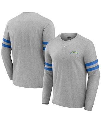 Men's Nfl x Darius Rucker Collection by Fanatics Heather Gray Los Angeles Chargers Henley Long Sleeve T-shirt