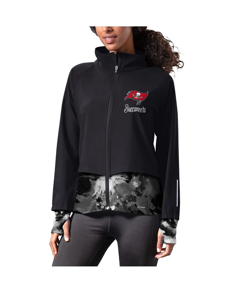 Women's Msx by Michael Strahan Black Tampa Bay Buccaneers Grace Raglan Full-Zip Running Jacket