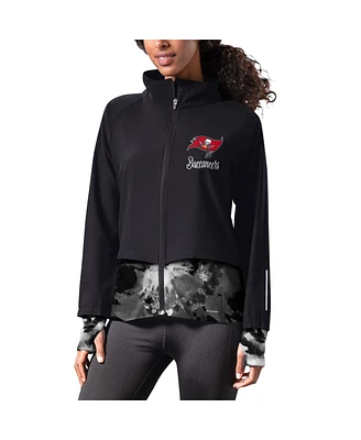 Women's Msx by Michael Strahan Black Tampa Bay Buccaneers Grace Raglan Full-Zip Running Jacket