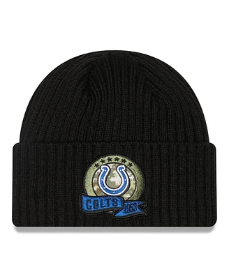 Men's New Era Black Indianapolis Colts 2022 Salute To Service Knit Hat