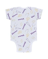 Baby Boys and Girls Wear by Erin Andrews Gray, Purple, White Minnesota Vikings Three-Piece Turn Me Around Bodysuits and Pant Set