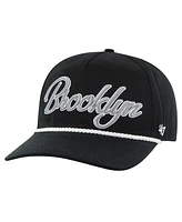 Men's '47 Brand Black Brooklyn Nets Overhand Logo Hitch Adjustable Hat