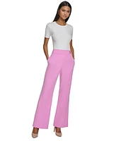 Karl Lagerfeld Women's Mid Rise Wide Leg Pants