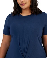 Id Ideology Plus Active Solid Twist-Front Top, Created for Macy's