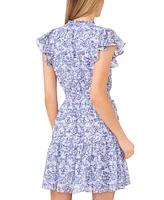 Msk Petite Printed Chiffon Fit & Flare Dress