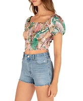 Hurley Juniors' Palmetto Sunset Smocked Crop Top