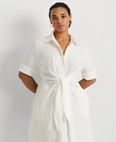 Lauren Ralph Plus-Size Linen Shirtdress