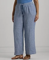 Lauren Ralph Plus Pinstriped Wide-Leg Pants