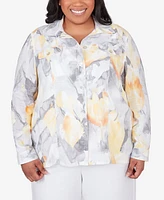 Alfred Dunner Plus Charleston Abstract Watercolor Jacket