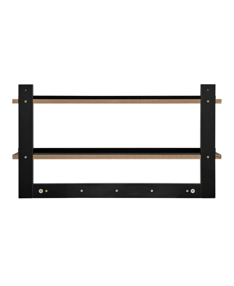 Danya B 2-Tier Ledge Wall Shelf organizer with Five Hanging Coat or towel Hooks, Perfect For Entryway or Bathroom