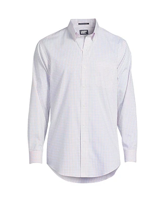 Lands' End Men's Pattern No Iron Supima Pinpoint Button Down Collar Dress Shirt