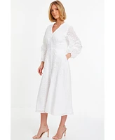 Quiz Women's Broderie Button Down Midi Dress