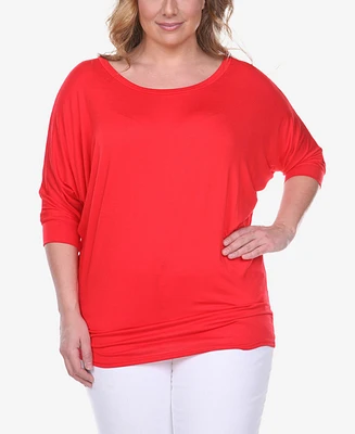 White Mark Plus Bat Sleeve Tunic Top