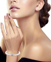 2-Pc. Set Multicolor Cultured Freshwater Pearl (7mm) & Crystal Bracelet Complementing White Stud Earrings Sterlin