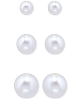 3-Pc. Set Cultured Freshwater Pearl (5, 7 & 9mm) Graduated Stud Earrings in Sterling Silver, Created for Macy's