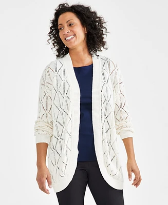 Style & Co Women's Pointelle Open-Front Cardigan, Created for Macy's