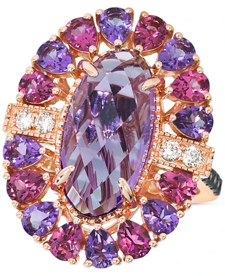 Le Vian Grape Amethyst (5-3/4 ct. t.w.), Passion Fruit Tourmaline (1 ct. t.w.) & Diamond (1/4 ct. t.w.) Oval Statement Ring in 14k Rose Gold