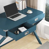Simplie Fun Computer Desk With Storage, Solid Wood Desk With Drawers, Modern Study Table For Home Office, Small Writing