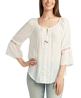 Bcx Juniors' Lace-Trim Peasant Top