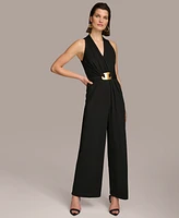 Donna Karan Women's V-Neck Hardware Sleeveless Jumpsuit