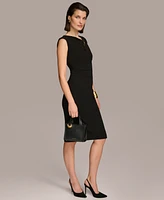 Donna Karan Women's Asymmetric Hardware Sleeveless Sheath Dress
