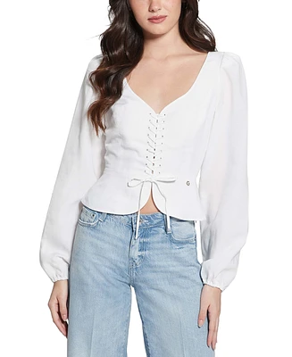 Guess Women's Federica Long-Sleeve Lace-Up Top