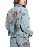 Guess Women's Clara Printed-Back Denim Jacket