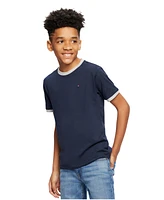 Tommy Hilfiger Big Boys Contrast Trim Embroidered Logo Ken Tee