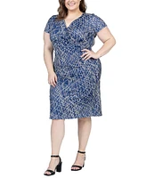 24seven Comfort Apparel Plus Size Knee Length Short Sleeve Wrap Dress