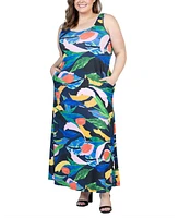 24seven Comfort Apparel Plus Sleeveless Maxi Dress with Pockets