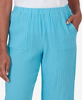 Alfred Dunner Women's Summer Breeze Double Gauze Capri Pants